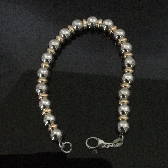 7 1/2”SterlingSilver Beads(7mm) W/24K YelowGld/925 - Picture 4 of 8